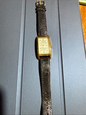 Vintage Peugeot Gold Tone Quartz Tank Watch